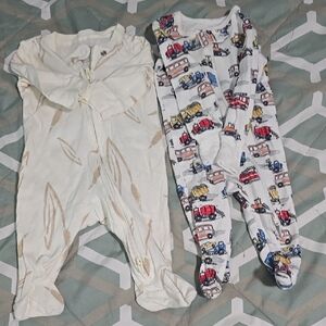 Kids One Piece Pajamas - Cream and White